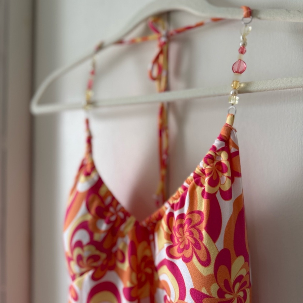 No Boundaries Pink and Orange Floral Mini Dress or Swimsuit Coverup 🧡💗 Size S - Picture 3 of 7